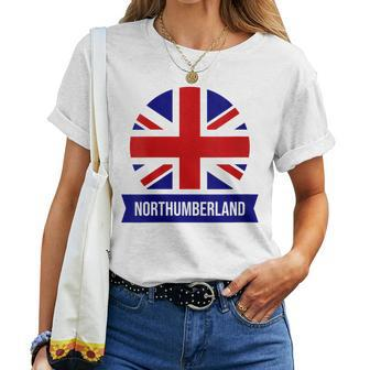 Northumberland English County Name Union Jack Flag Women T-shirt - Seseable