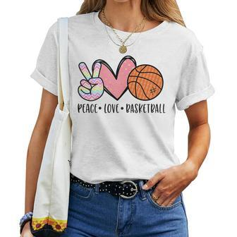 Peace Love Basketball Heart For Ns Tween Girls Women T-shirt - Monsterry