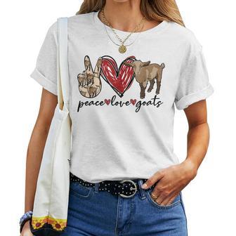 Peace Love Goats Farm Girl Goat Lover Goat Women T-shirt - Monsterry DE