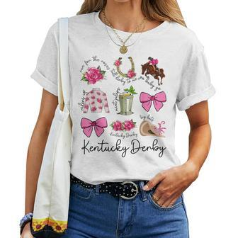 Pink Coquette Bow Derby Day Horse Racing 2024 Derby Women T-shirt | Mazezy