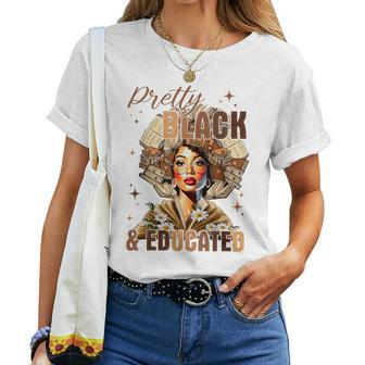 Pretty And Educated Black Teacher Black History Month Women T-shirt - Seseable