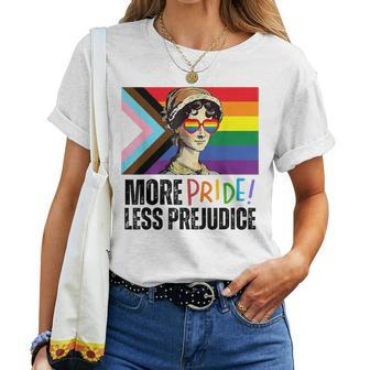 More Pride Less Prejudice Lgbtq Rainbow Pride Month Women T-shirt - Monsterry