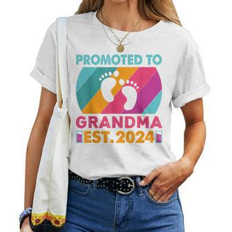 Promoted To Grandma 2024 Great Grandma 2024 Vintage Retro Women T-shirt - Monsterry CA