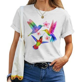 Rainbow Hummingbird Watercolor Colorful Bird Lover Women T-shirt - Monsterry CA