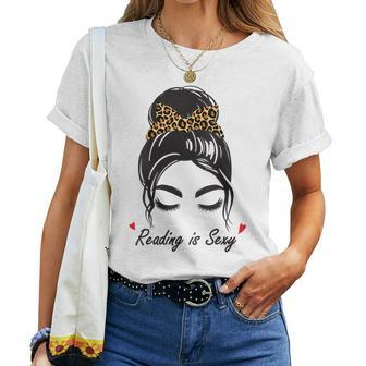 Reading Is Sexy Messy Bun Women T-shirt - Monsterry CA