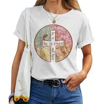 Retro Groovy He Is Risen Jesus Religious Easter Christians Women T-shirt - Thegiftio UK