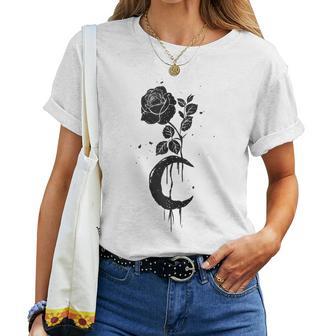 Rose Black Flower Roses Women T-shirt - Monsterry