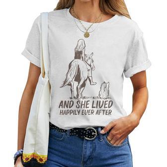 She Lived Happily Horse Dog Animal Lover Girls Women Women T-shirt - Monsterry DE