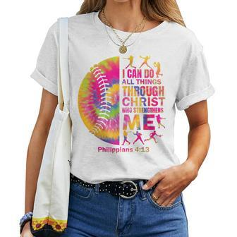 Softball T N Girls Christian Christ Tie Dye Women T-shirt | Mazezy