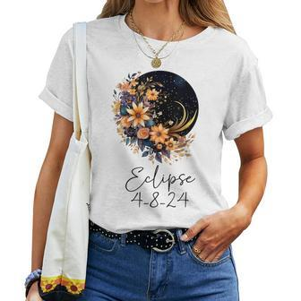 Solar Eclipse With Floral Flowers Women T-shirt - Monsterry DE