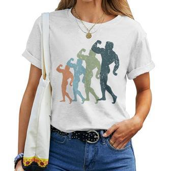 Sports Mom & Dad Silhouette Vintage Body Building Women T-shirt - Monsterry