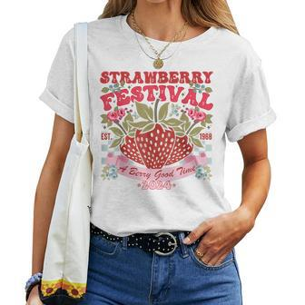 Strawberry Festival A Berry Good Time Pink Outfit 2024 Women T-shirt | Mazezy UK