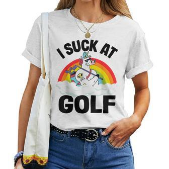 I Suck At Golf Golf Loser Unicorn Sarcastic Golfing Women T-shirt - Monsterry CA