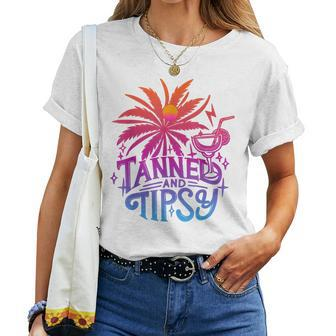 Tanned And Tipsy Beach Summer Vacation Tie Dye Women Women T-shirt - Monsterry CA