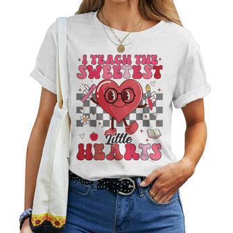 I Teach The Sweetest Little Hearts Valentines Day Teachers Women T-shirt | Mazezy