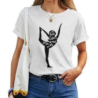 Vintage Keep Calm And Do Yoga Woman Silhoutte Women T-shirt - Monsterry UK