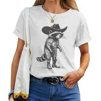 Vintage Raccoon Cowboy Cowgirl Trash Panda Western Country Women T-shirt - Monsterry DE
