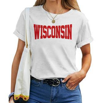 Vintage Wisconsin Wisconsin Red Retro Women T-shirt - Seseable