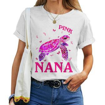 I Wear Pink For My Nana Breast Cancer Turtle Women T-shirt - Monsterry AU