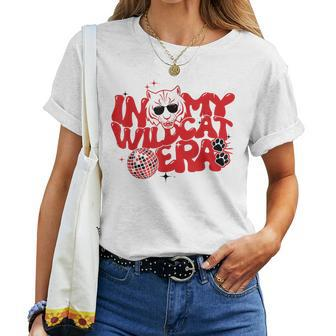 In My Wildcat Era Go Wildcats Groovy School Spirit Mascot Women T-shirt - Monsterry