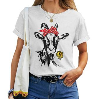 Women's Girls Goats Bandana Farm Animal Lover Goat Women T-shirt - Seseable