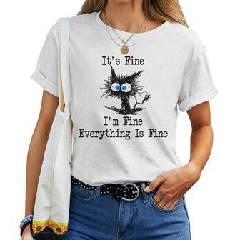 Women's It's Fine I'm Fine Everything Is Fine Cat Women T-shirt - Monsterry