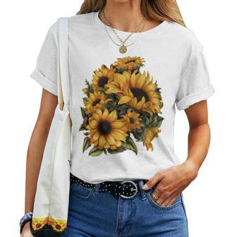 Yellow Sunflower Cute Summer Sun Flowers Floral Positivity Women T-shirt - Monsterry