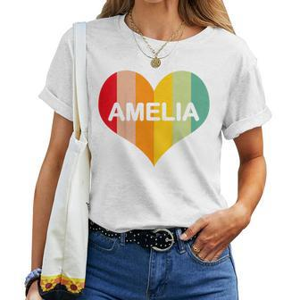 Youth Girls Amelia Retro Vintage Heart Name Women T-shirt - Monsterry UK