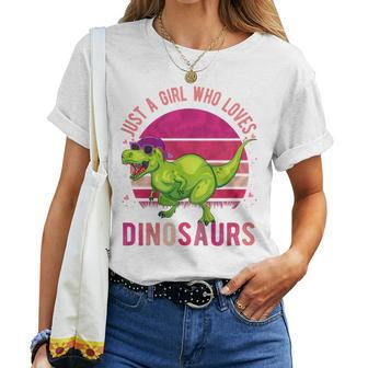 Youth Just A Girl Who Loves Dinosaurs Vintage Retro Women T-shirt - Monsterry UK