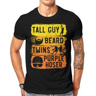 Mens Tall Guy Beard Twins Purple Hoser Twin Bearded Humor Men T-shirt Casual Daily Crewneck Short Sleeve Graphic Basic Unisex Tee - Thegiftio UK