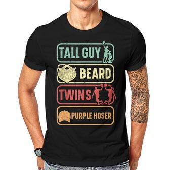 Mens Tall Guy Beard Twins Purple Hoser Twin Bearded Humor V2 Men T-shirt Casual Daily Crewneck Short Sleeve Graphic Basic Unisex Tee - Thegiftio UK