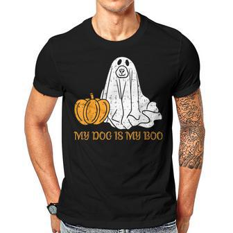 My Dog Is My Boo Ghost Funny Halloween Dog Lovers Boo Dog Men T-shirt Casual Daily Crewneck Short Sleeve Graphic Basic Unisex Tee - Thegiftio UK