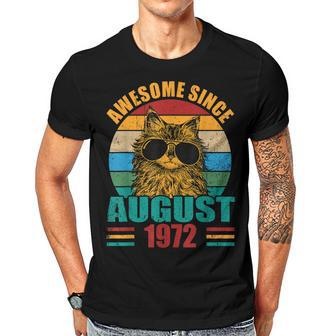 Retro Awesome Since August 1972 50Th Birthday 50 Years Old Men T-shirt Casual Daily Crewneck Short Sleeve Graphic Basic Unisex Tee - Thegiftio UK