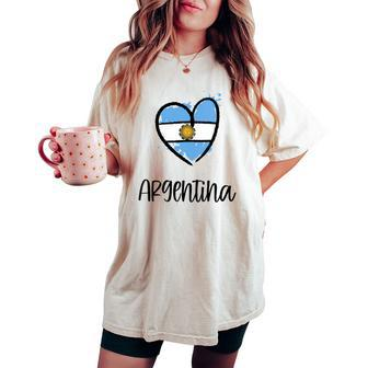 Argentina Heart Flag Cool America Spanish Argentinian Women's Oversized Comfort T-shirt - Monsterry AU