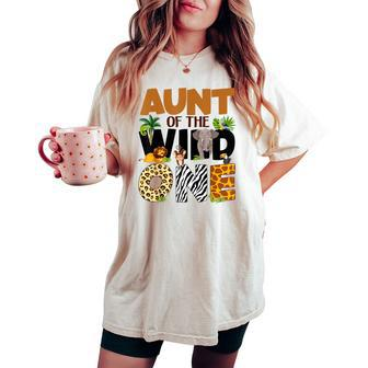 Aunt Of The Birthday Wild One Safari Boy Family Matching Women's Oversized Comfort T-shirt - Monsterry
