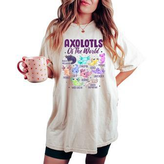 Axolotl Cute Axolotls Of The World Kawaii Girl Boy Kid Women's Oversized Comfort T-shirt | Mazezy