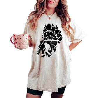 Bigfoot Sasquatch Footprint In The Mountains For Women Women's Oversized Comfort T-shirt - Monsterry UK