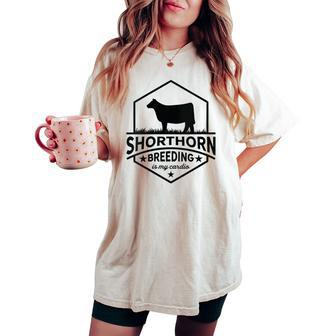 Breeding Cow Breakling Limits Breeder Shorthorn Cattle Women's Oversized Comfort T-shirt - Monsterry