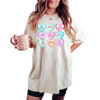 Candy Sweet Hearts Love Valentines Day Girls Women's Oversized Comfort T-shirt | Mazezy