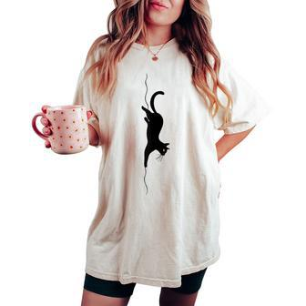 Cat Silhouette For Cat And Animal Lovers Cats Mom And Dad Women's Oversized Comfort T-shirt - Monsterry DE