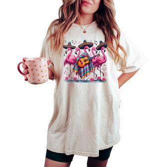 Cinco De Mayo Mexican Fiesta Flamingo Guitar Poncho Sombrero Women's Oversized Comfort T-shirt | Mazezy UK