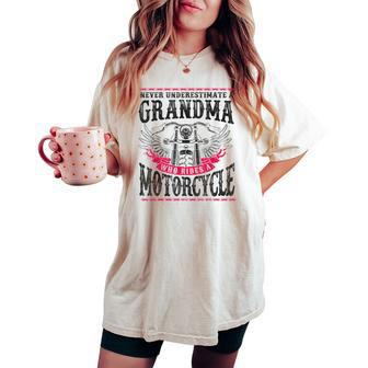 Classic Motorcycle Biker Grandma Never Underestimate A Women's Oversized Comfort T-shirt | Mazezy CA
