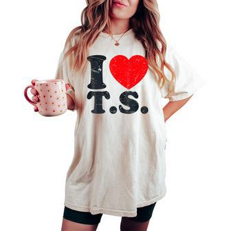 Cute Red Heart I Love T S Groovy Birthday Women's Oversized Comfort T-shirt - Thegiftio UK