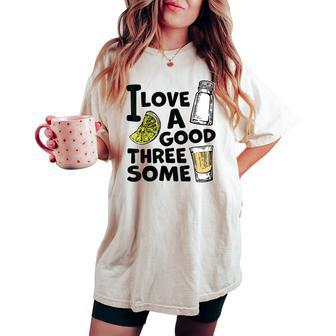 Cute Salt Lime Tequila Threesome Bartender Bar Drink Women's Oversized Comfort T-shirt | Mazezy CA