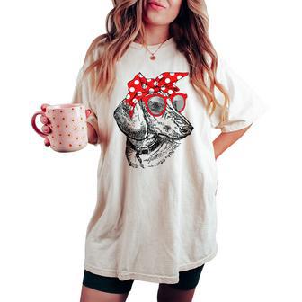 Dachshund Dog Mom Bandana Sunglasses Mother's Day Women's Oversized Comfort T-shirt - Thegiftio UK