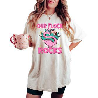 Our Flock Rocks Flamingo Matching Family Vacation Group Women's Oversized Comfort T-shirt - Monsterry DE