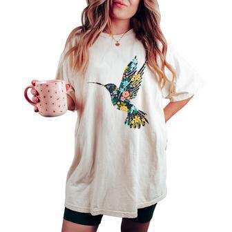 Floral Hummingbird Silhouette Girls Graphic Women's Oversized Comfort T-shirt - Thegiftio UK