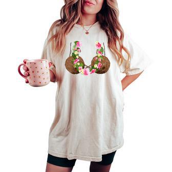 Coconut Bra Hawaiian Tropical Beach Vibes Summer Girls Women's Oversized Comfort T-shirt - Monsterry