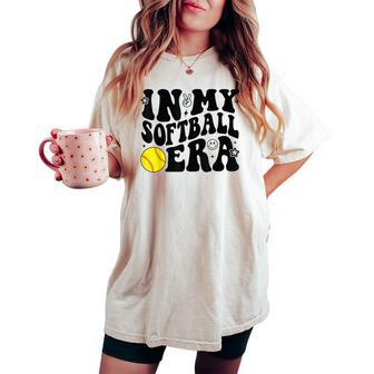 Game Day Retro Groovy SoftballIn My Softball Era Women's Oversized Comfort T-shirt - Monsterry CA