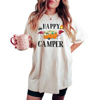 Happy Camper Flamingo Toddler Baby Girl Camping Women's Oversized Comfort T-shirt - Seseable
